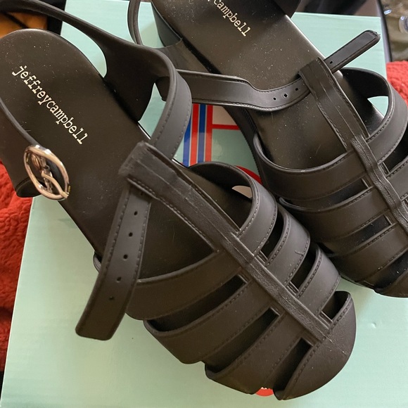 Jeffery Campbell Black Matte Platform Sandals - Picture 2 of 7